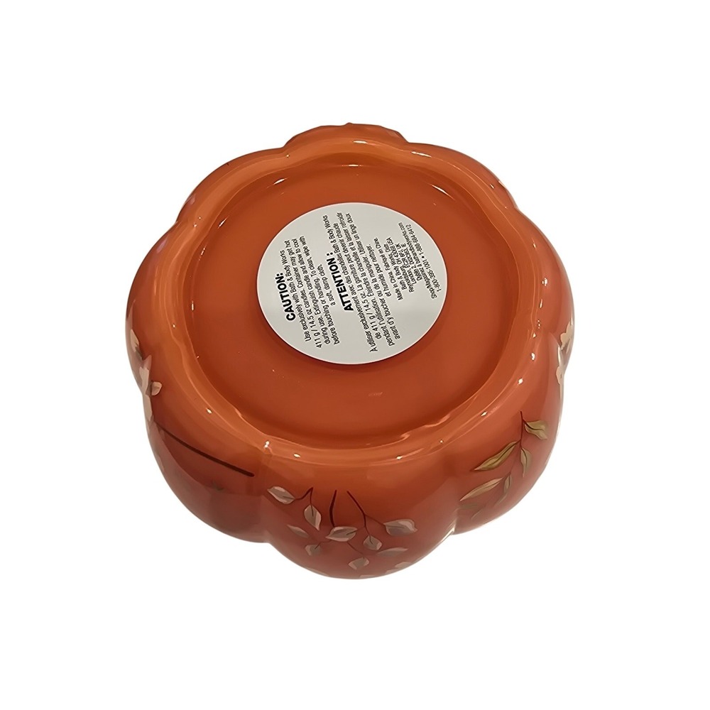 Bath & Body Works 2025 Glass Floral Pumpkin 3-Wick Candle Holder NWT Fall - Picture 3 of 4